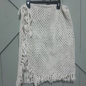 White Crochet Fringe coverup Skirt